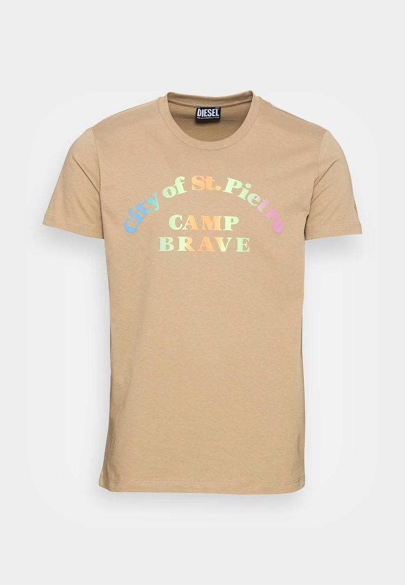 Diesel Hombre T-INY-C1 - Camiseta Estampada - Beige 6 Diesel Hombre T-INY-C1 - Camiseta Estampada - Beige - Imagen 4