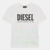 Diesel Unisexo TIFTY TYE DYE UNISEX - Camiseta Estampada - White/neon Green